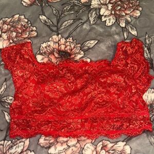 Cacique Vibrant Red Lace Top